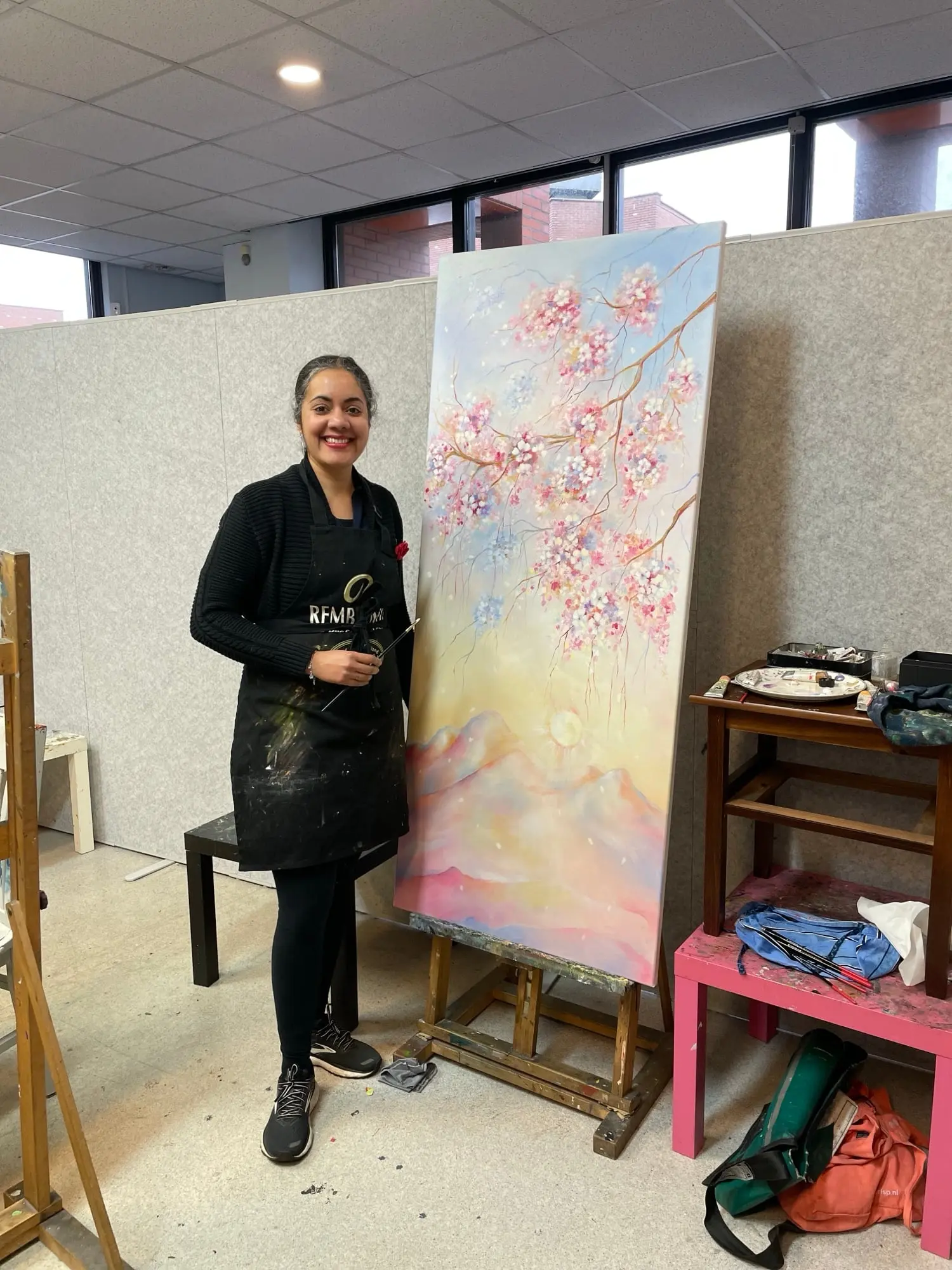 Kersenbloesem in het atelier